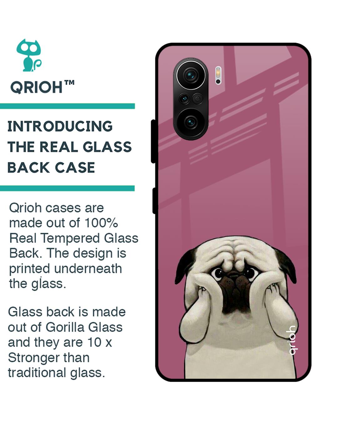 Shop Funny Pug Face Printed Premium Glass Cover For Mi 11X (Impact Resistant, Matte Finish)-Back