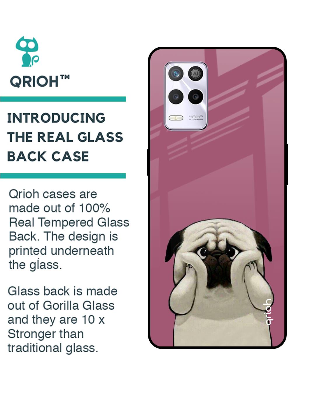 Shop Funny Pug Face Printed Premium Glass Cover for Realme 9 5G (Shock Proof, Scratch Resistant)-Back
