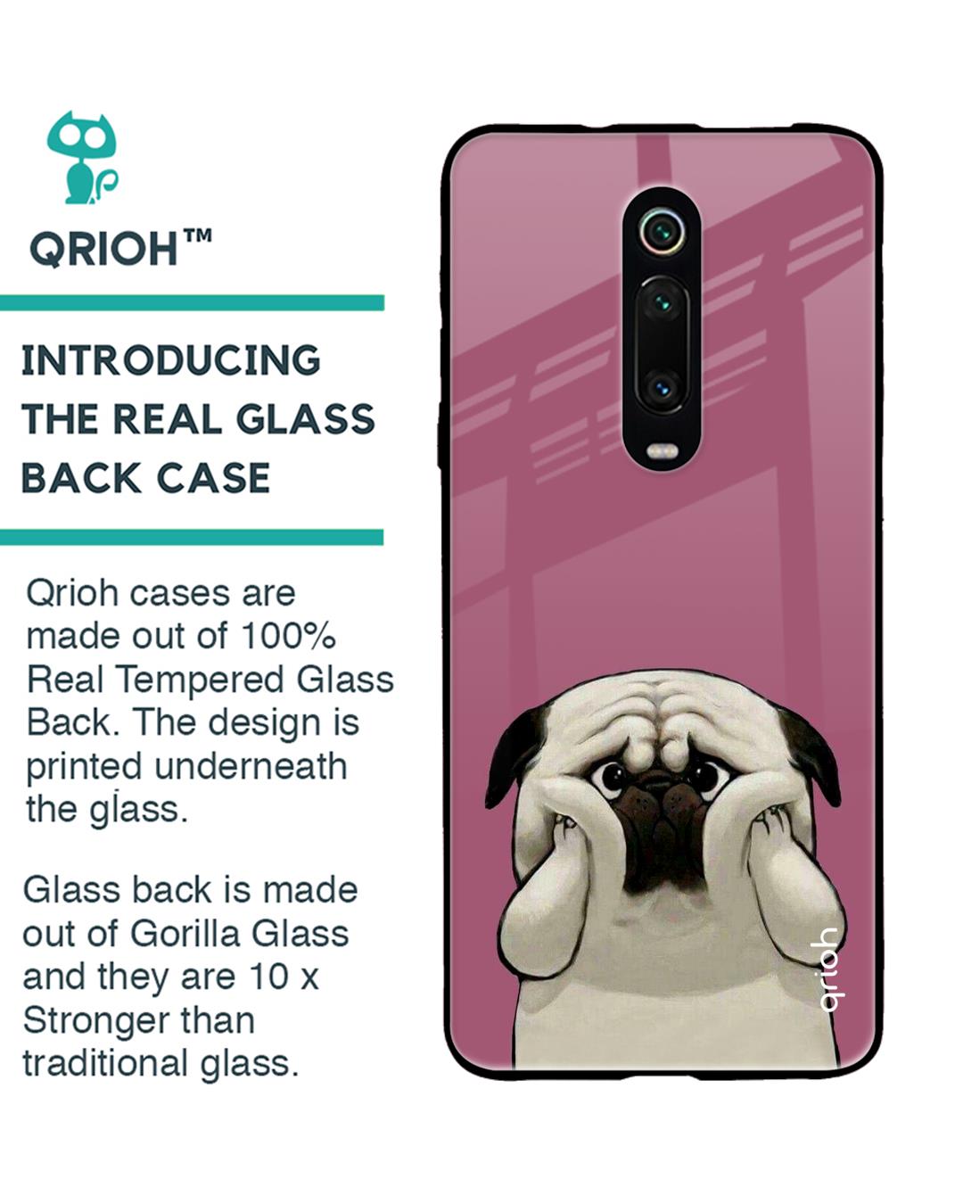 Shop Funny Pug Face Printed Premium Glass Cover For Redmi K20 (Impact Resistant, Matte Finish)-Back