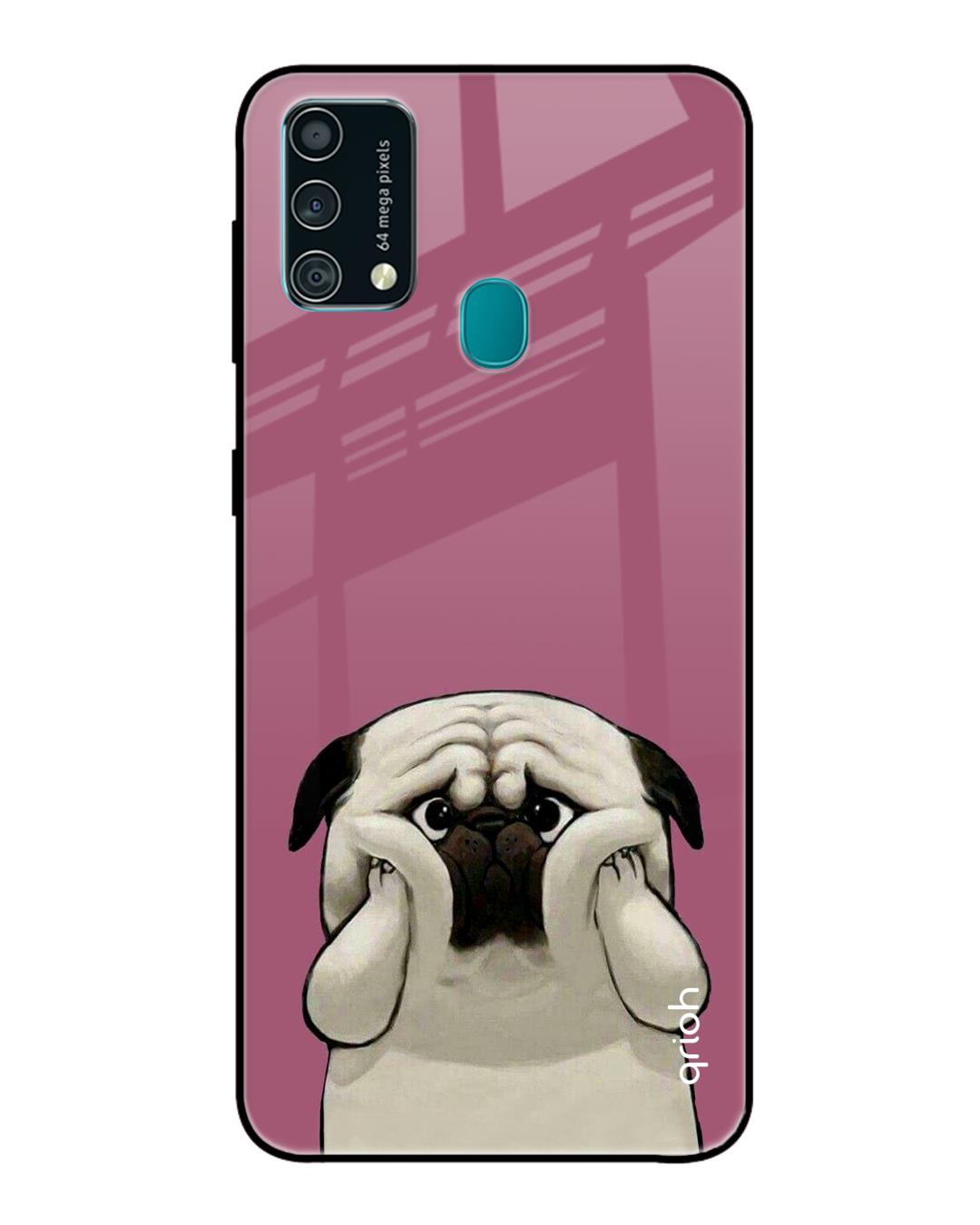 Shop Funny Pug Face Printed Premium Glass Cover For Samsung Galaxy F41(Impact Resistant, Matte Finish)-Back