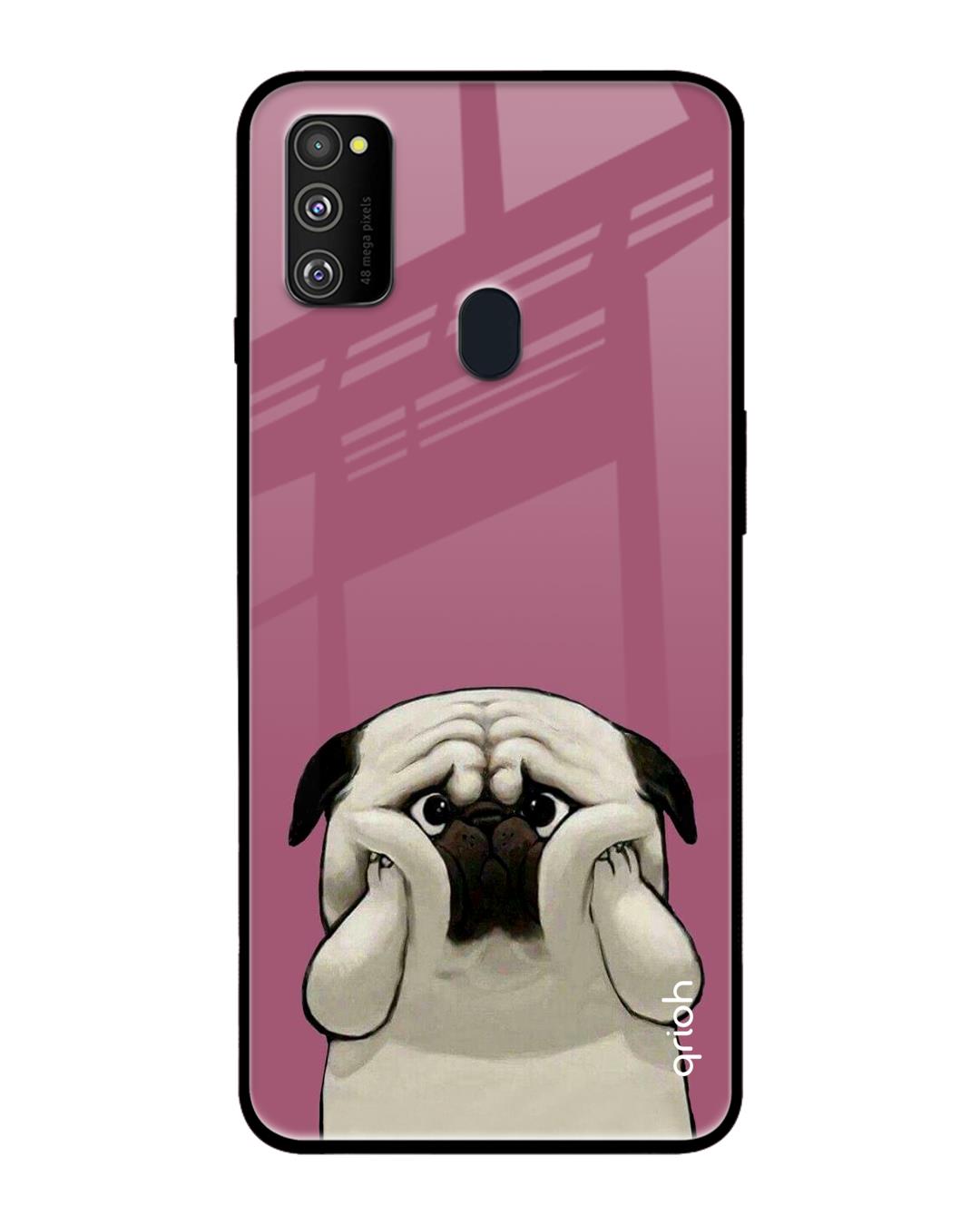 Shop Funny Pug Face Printed Premium Glass Cover For Samsung Galaxy M30s(Impact Resistant, Matte Finish)-Back