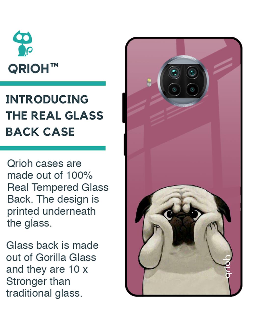 Shop Funny Pug Face Printed Premium Glass Cover For Xiaomi Mi 10i 5G (Impact Resistant, Matte Finish)-Back