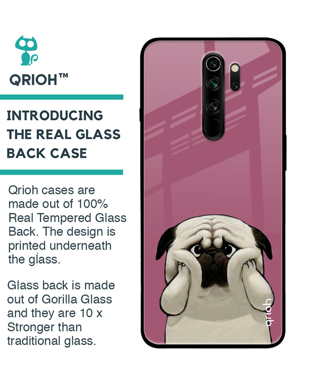 Shop Funny Pug Face Printed Premium Glass Cover For Xiaomi Redmi Note 8 Pro (Matte Finish)-Back