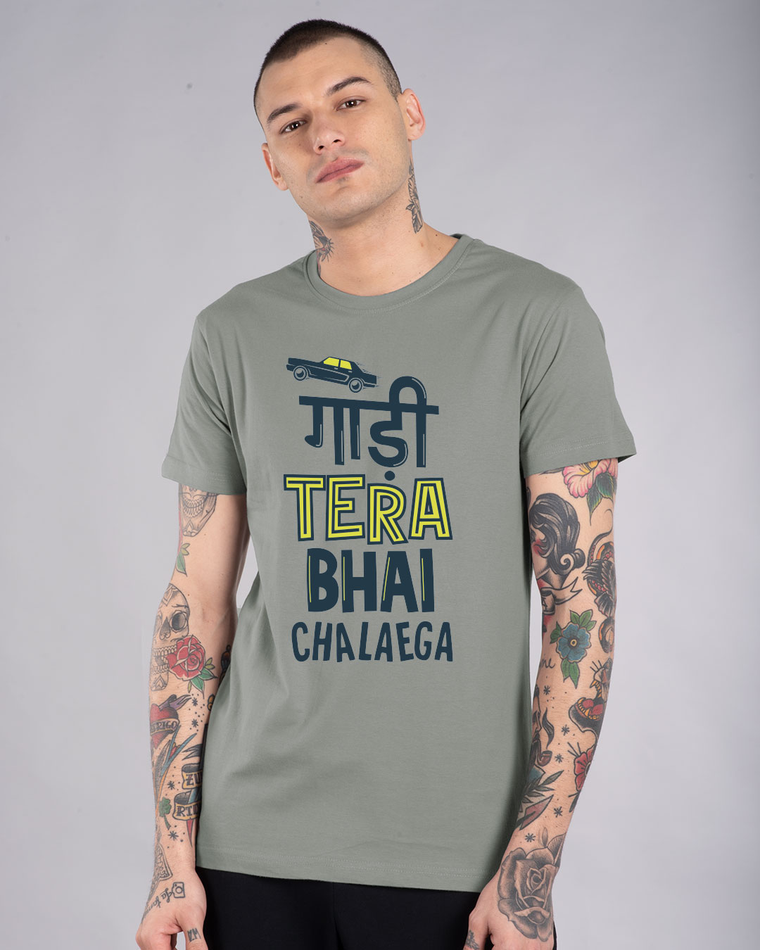 Shop Gaadi Tera Bhai Half Sleeve T-Shirt-Back
