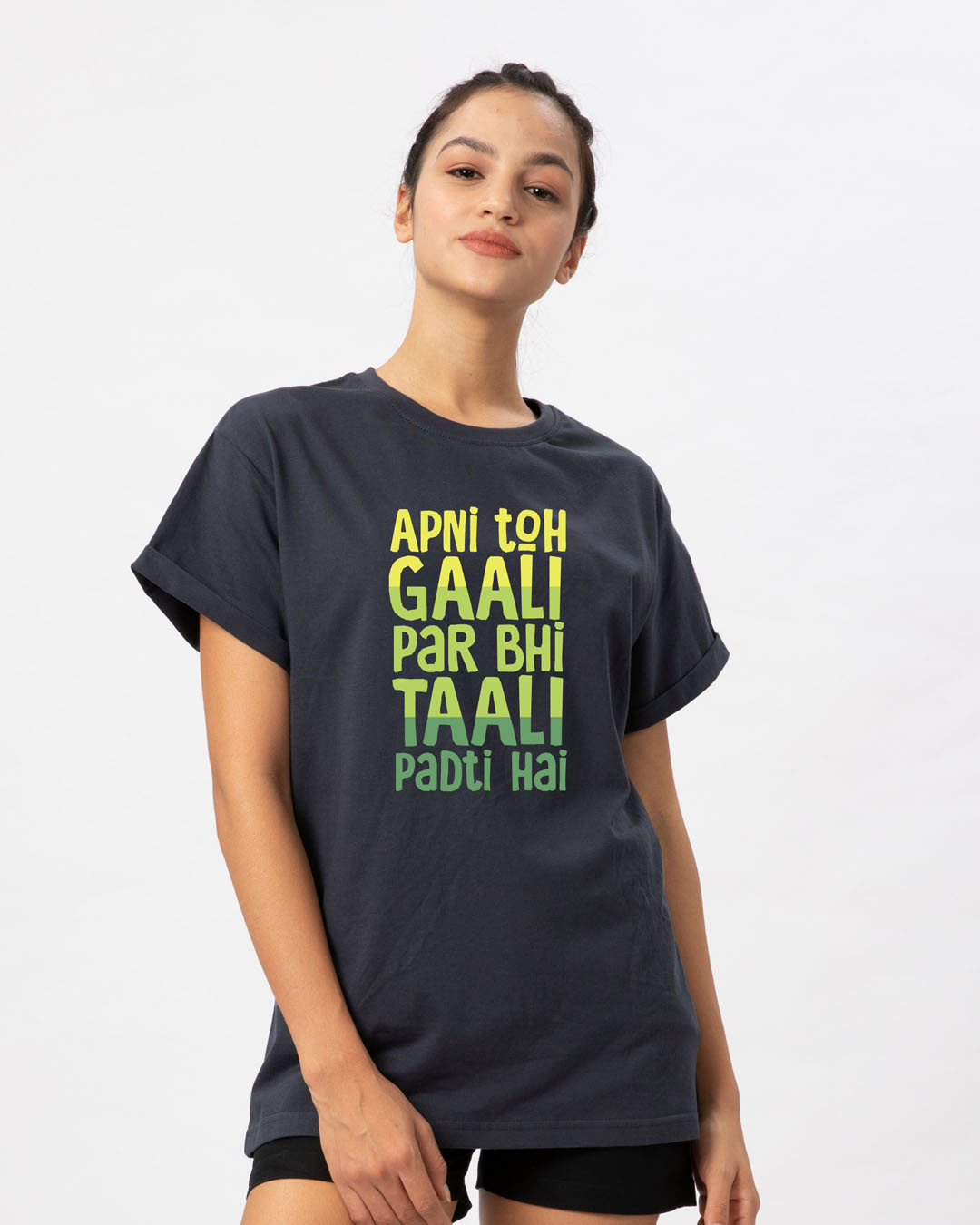 Shop Gaali Par Taali Boyfriend T-Shirt-Back