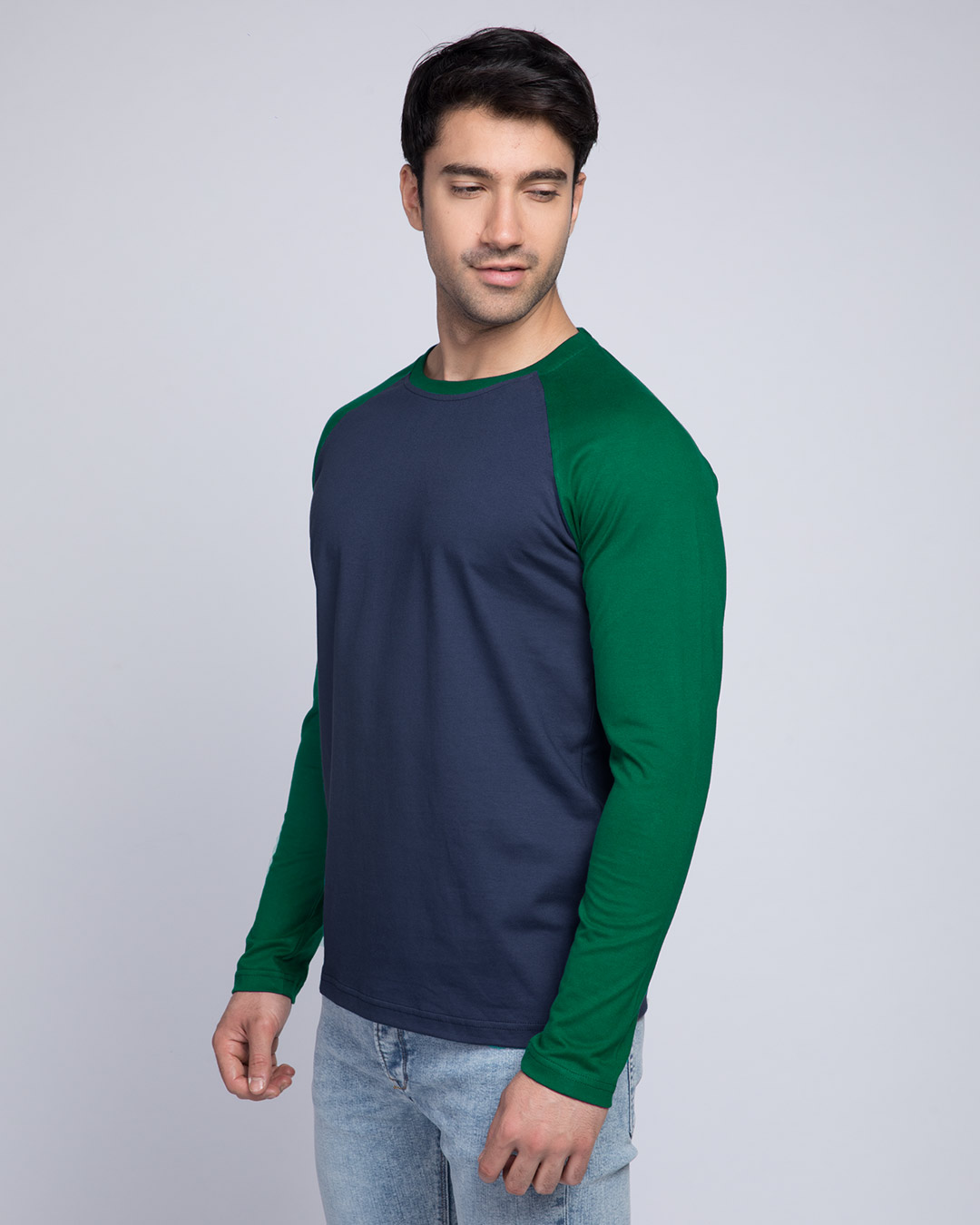 Shop Galaxy Blue-Dark Forest Green Full Sleeve Raglan T-Shirt-Back
