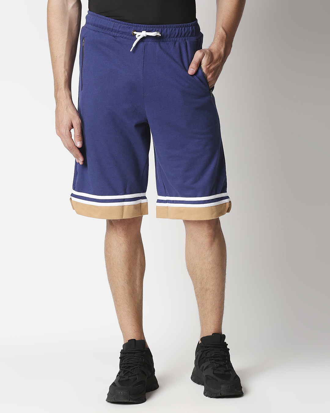 Shop Galaxy Blue Men's Varsity Shorts-Back