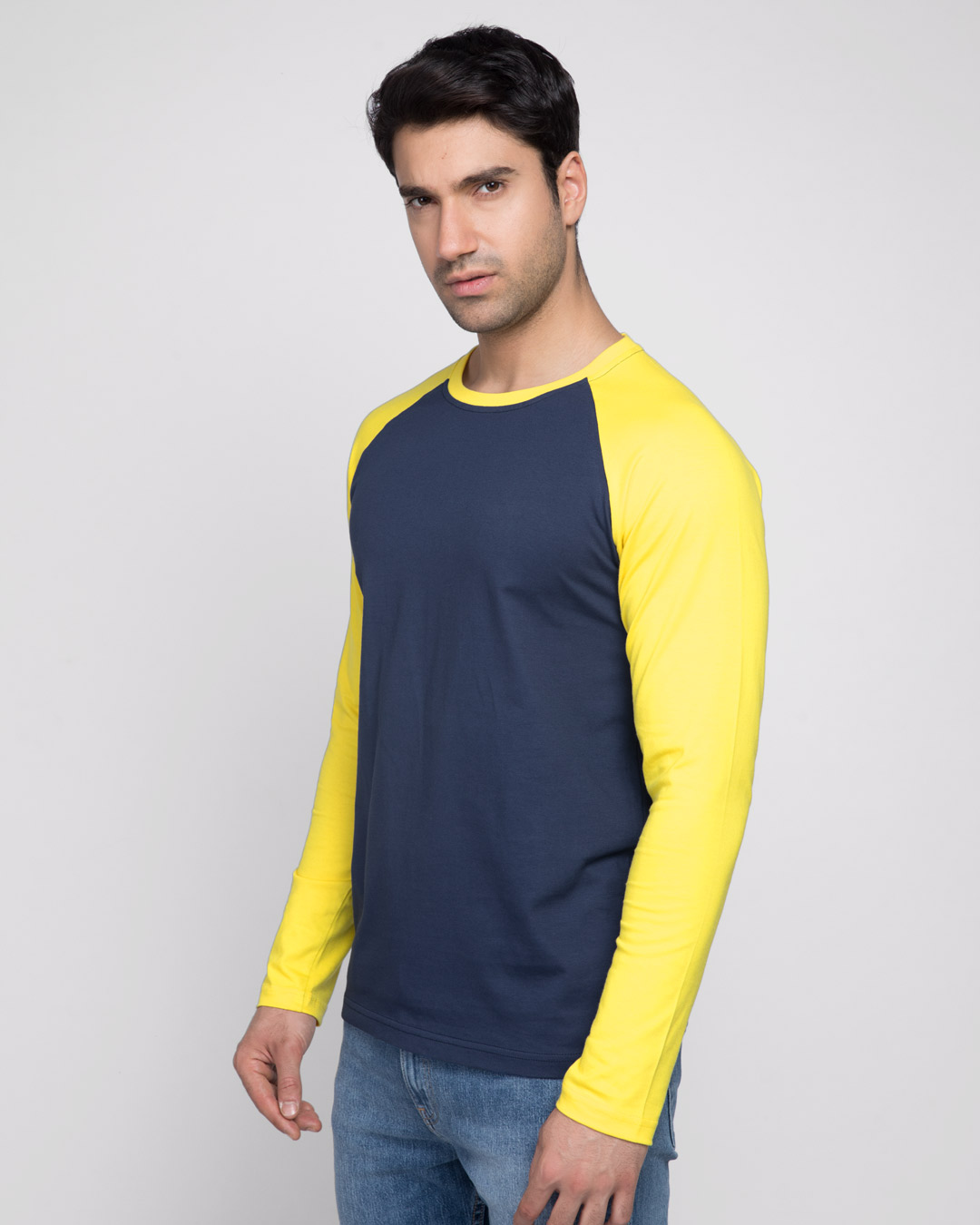 Shop Galaxy Blue-Pineapple Yellow Full Sleeve Raglan T-Shirt-Back