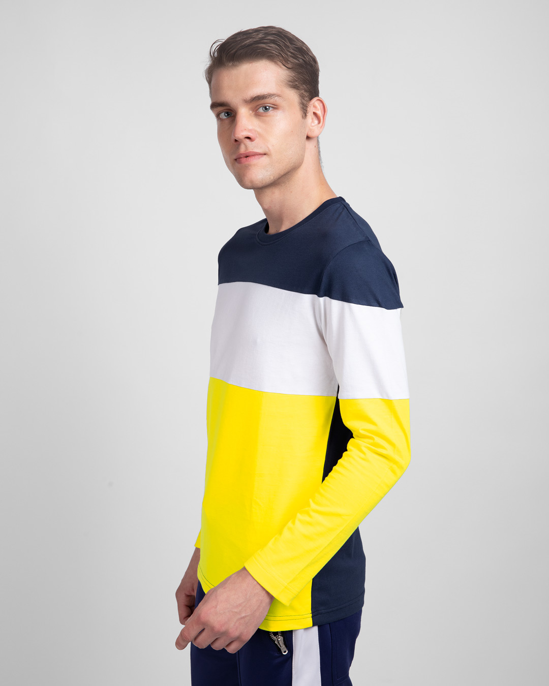 Shop Galaxy Blue-White-Pineapple Yellow 90's Vibe Panel T-Shirt-Back