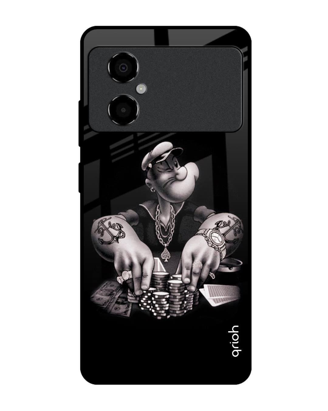 Shop Gambling Problem Printed Premium Glass Case for Poco M4 5G (Shock Proof,Scratch Resistant)-Front