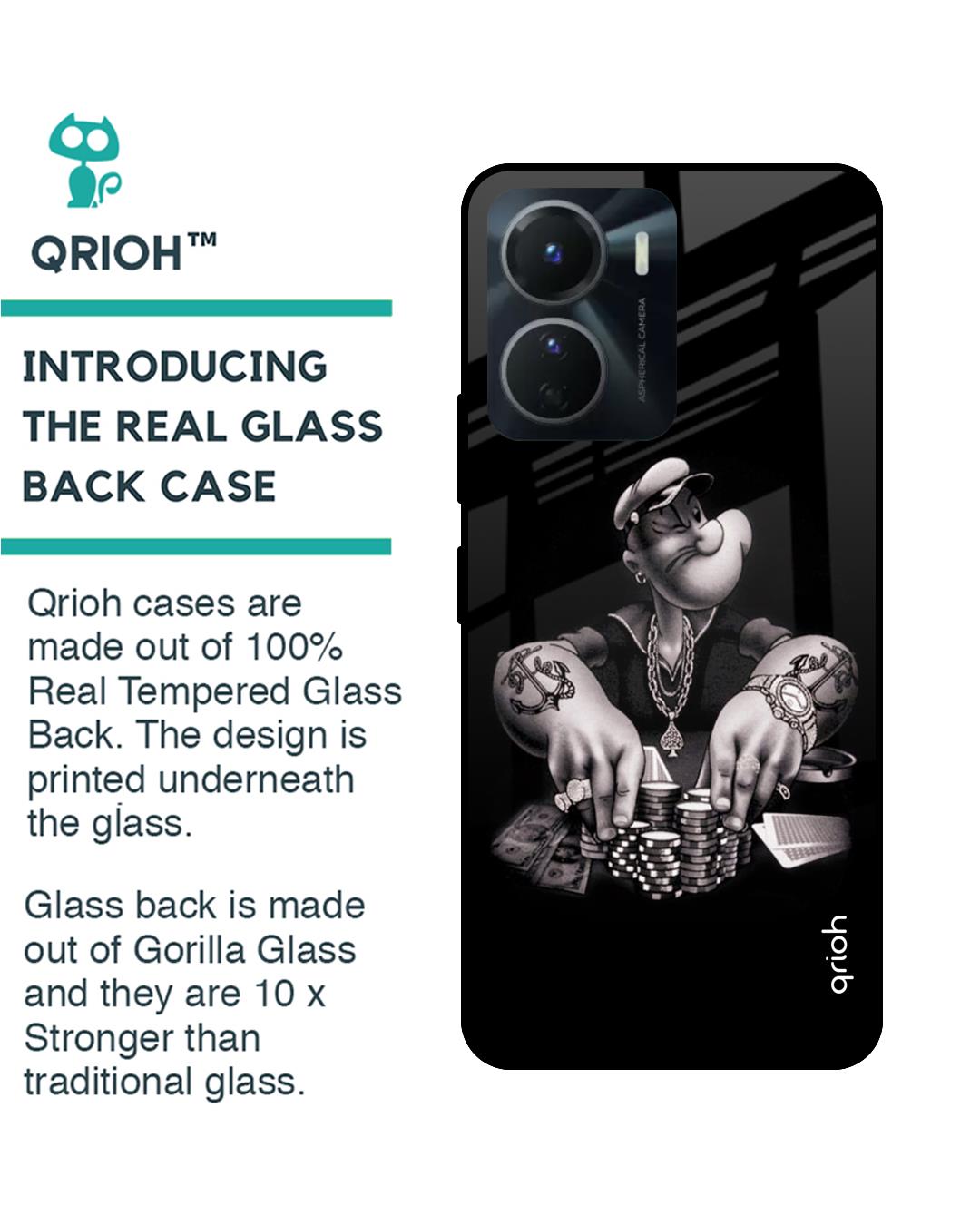 Shop Gambling Problem Printed Premium Glass Case for Vivo Y16 (Shock Proof,Scratch Resistant)-Back