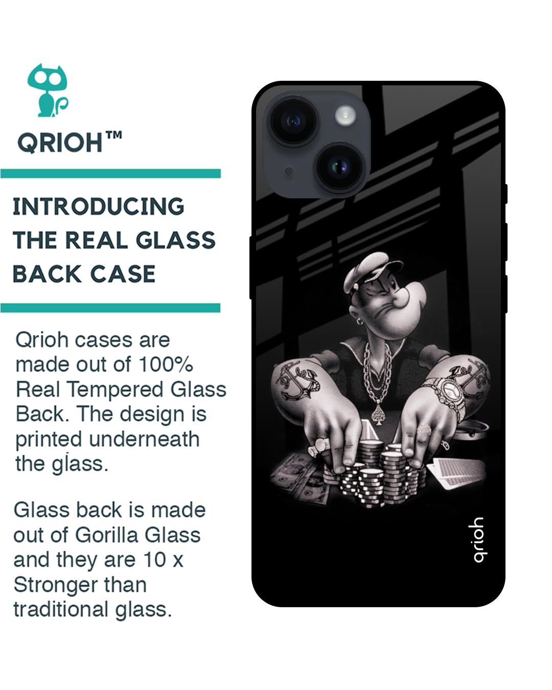 Shop Gambling Problem Printed Premium Glass Cover for Apple iPhone 14 (Shock Proof, Scratch Resistant)-Back