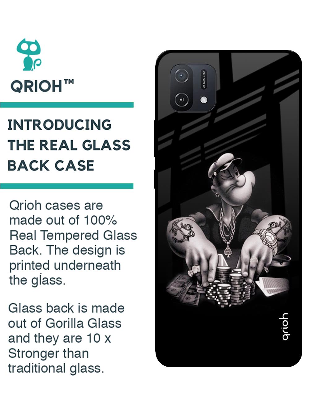 Shop Gambling Problem Printed Premium Glass Cover For Oppo A16K (Impact Resistant, Matte Finish)-Back