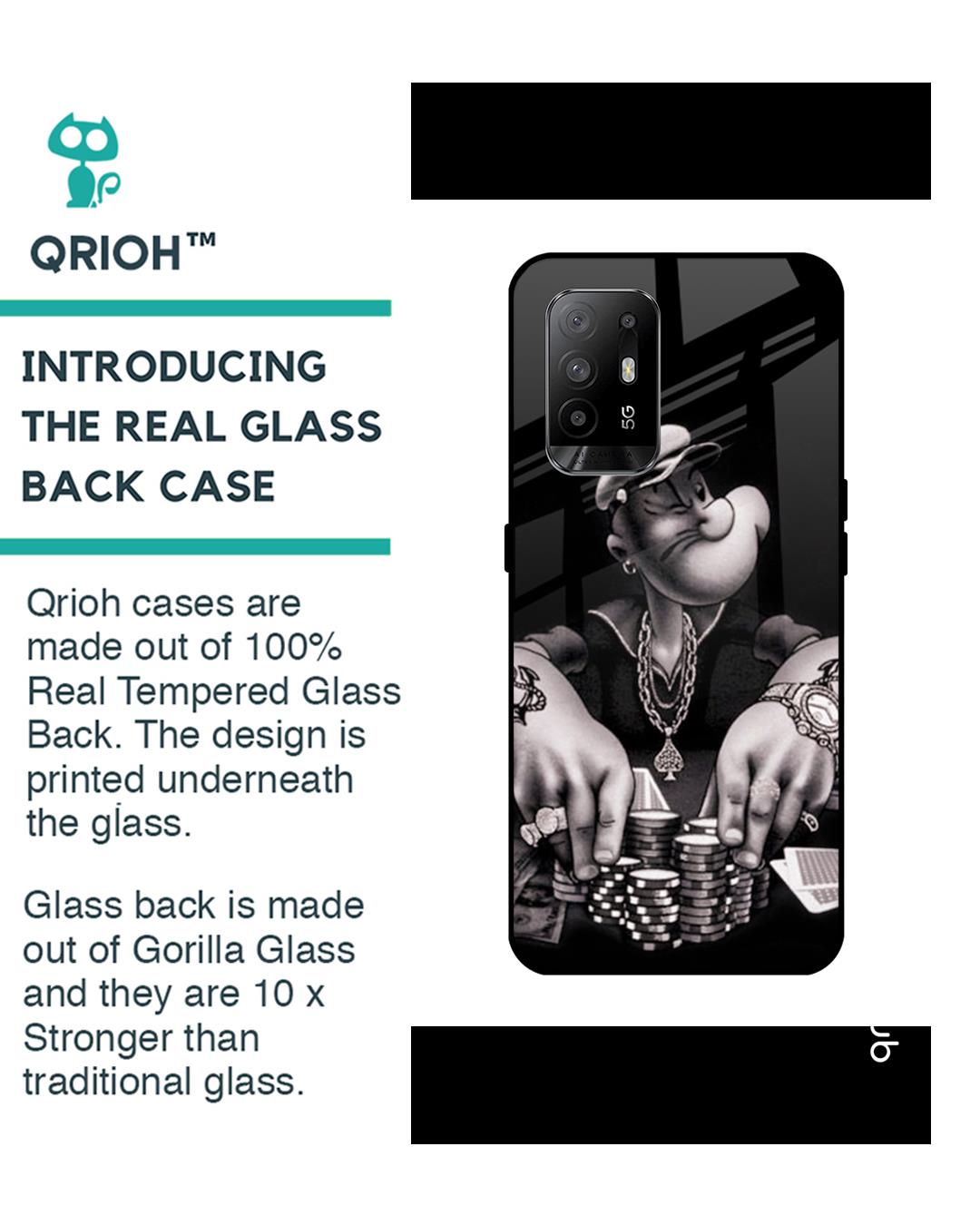 Shop Gambling Problem Printed Premium Glass Cover For Oppo F19 Pro Plus (Impact Resistant, Matte Finish)-Back