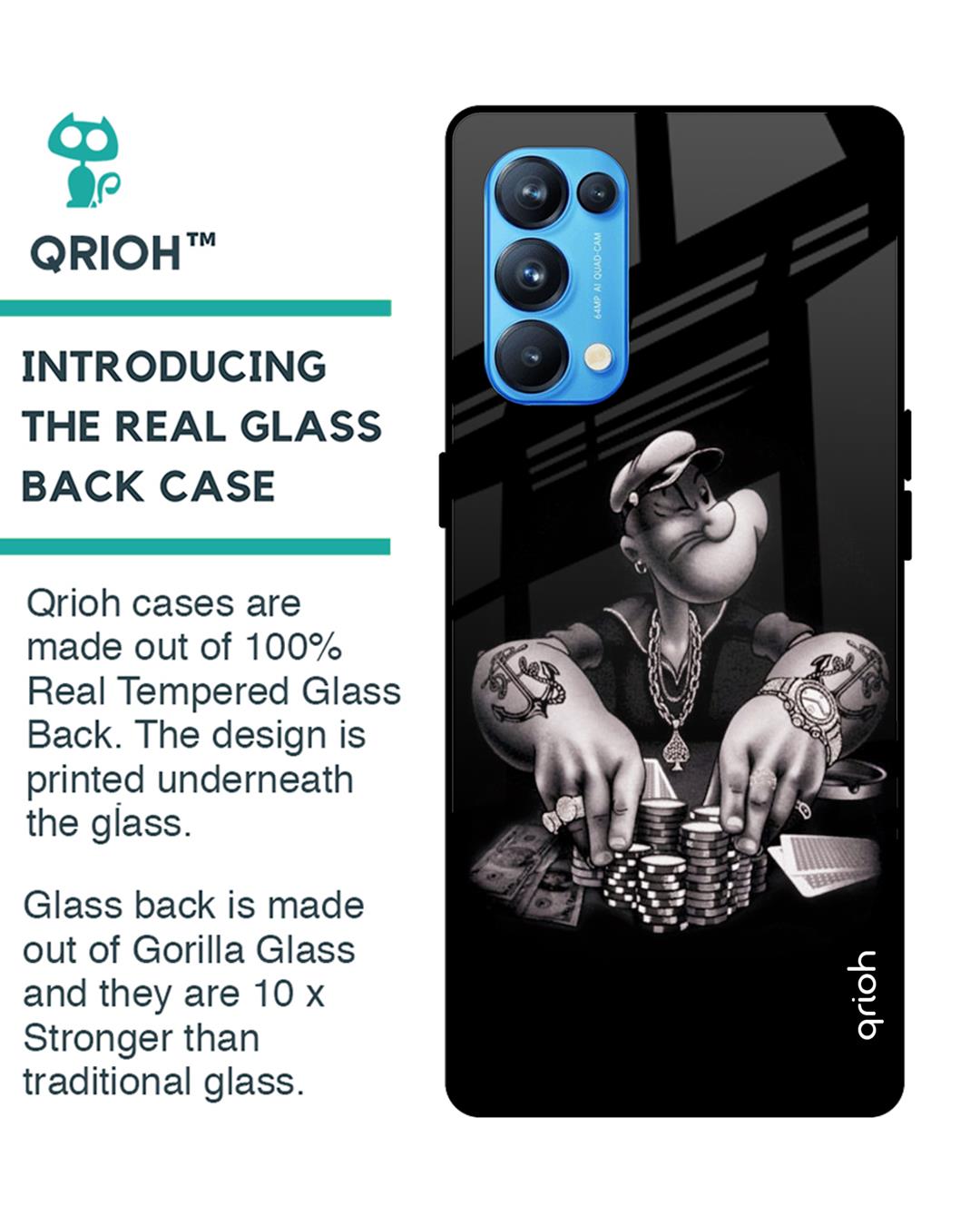 Shop Gambling Problem Printed Premium Glass Cover For Oppo Reno5 Pro (Impact Resistant, Matte Finish)-Back