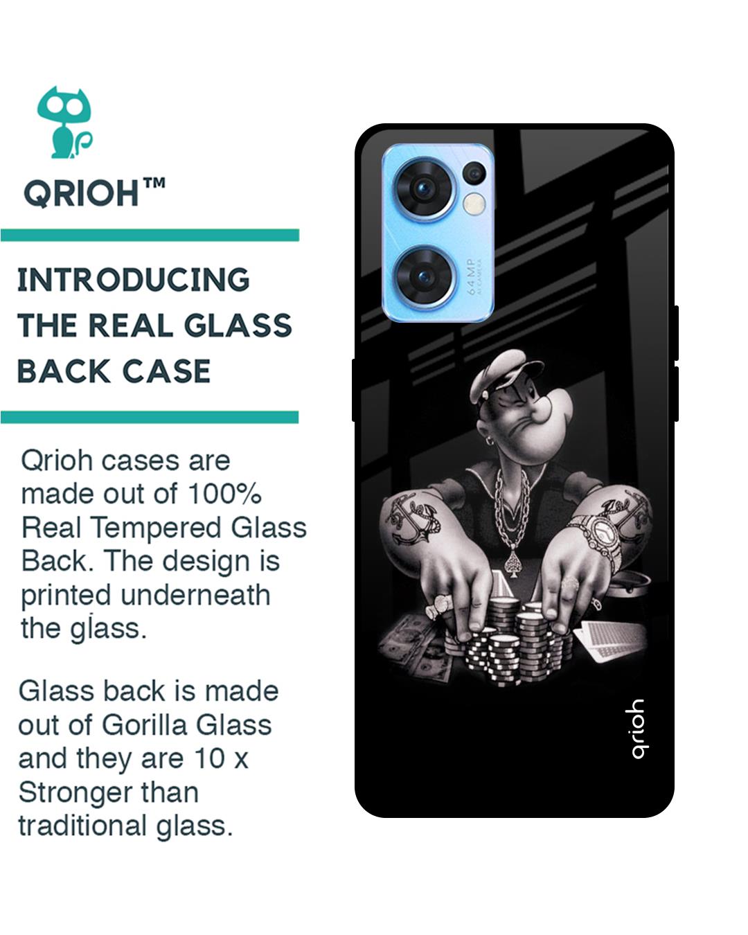 Shop Gambling Problem Printed Premium Glass Cover For Oppo Reno7 5G (Impact Resistant, Matte Finish)-Back