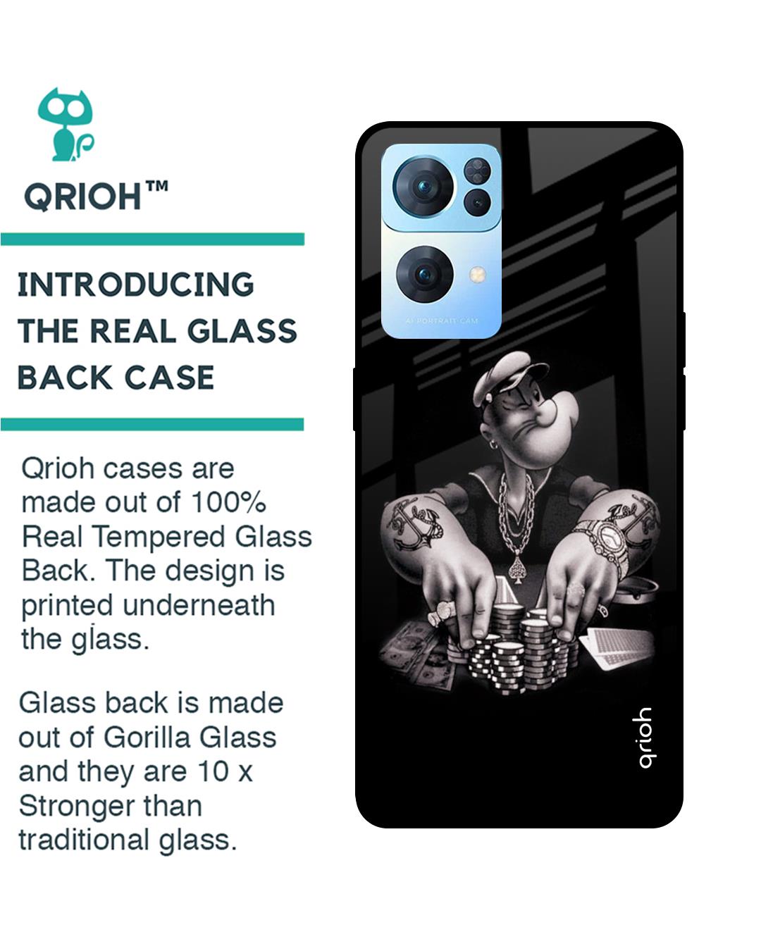 Shop Gambling Problem Printed Premium Glass Cover For Oppo Reno7 Pro 5G (Impact Resistant, Matte Finish)-Back