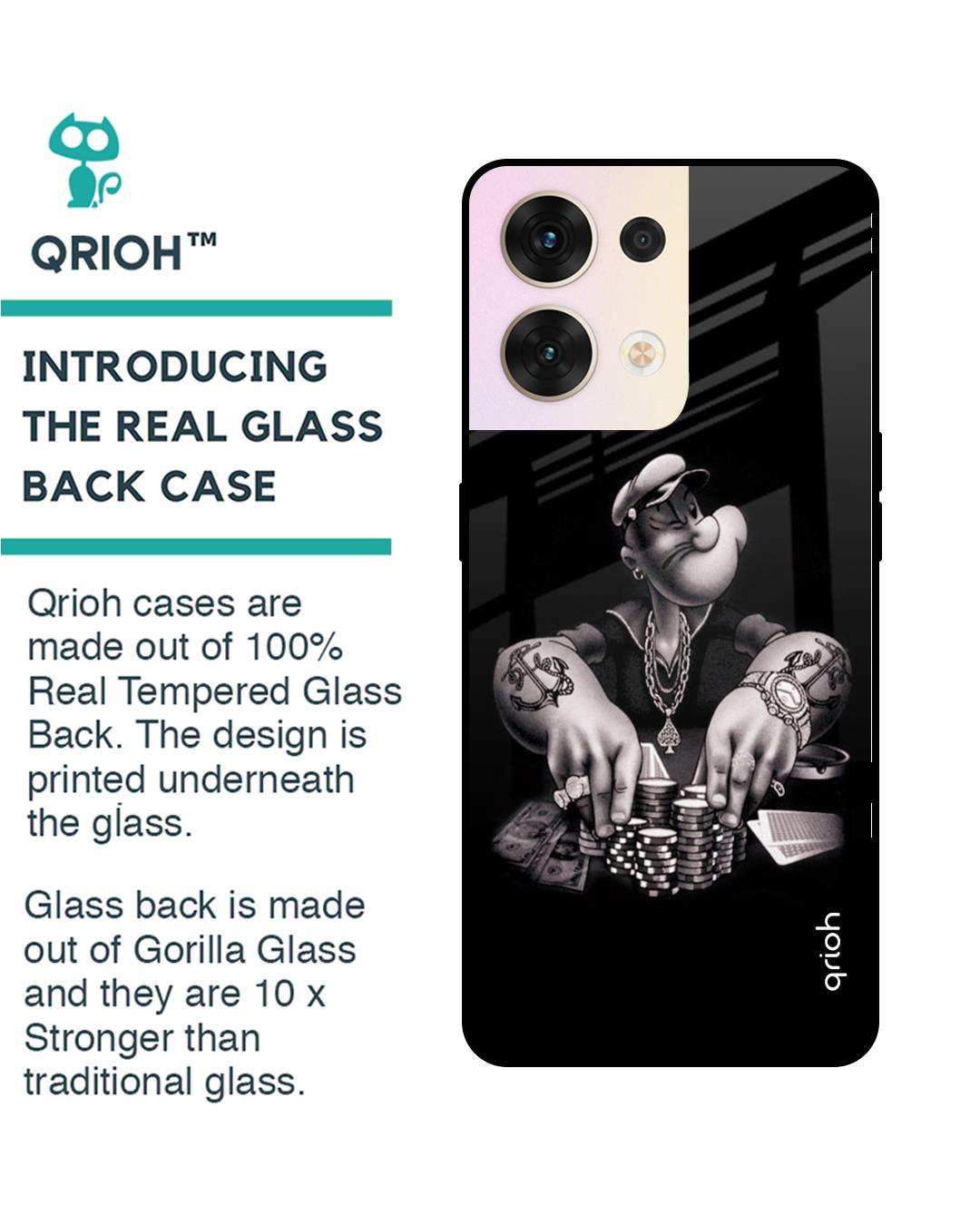 Shop Gambling Problem Printed Premium Glass Cover for Oppo Reno8 5G (Shock Proof, Scratch Resistant)-Back