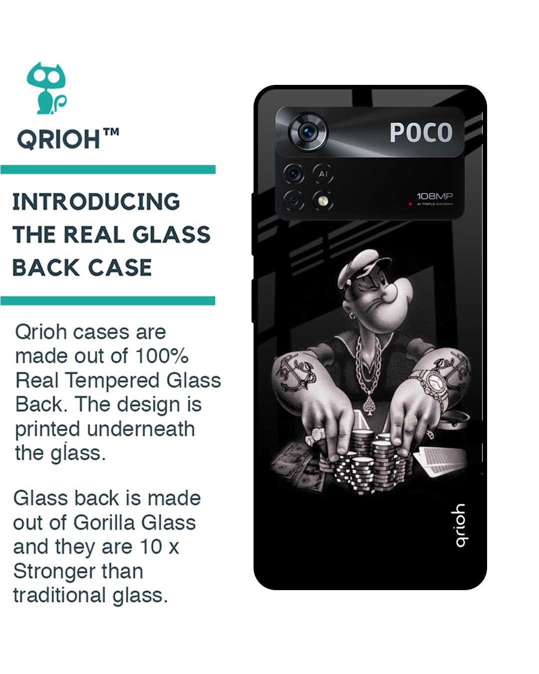 Shop Gambling Problem Printed Premium Glass Cover for Poco X4 Pro 5G (Shock Proof, Scratch Resistant)-Back