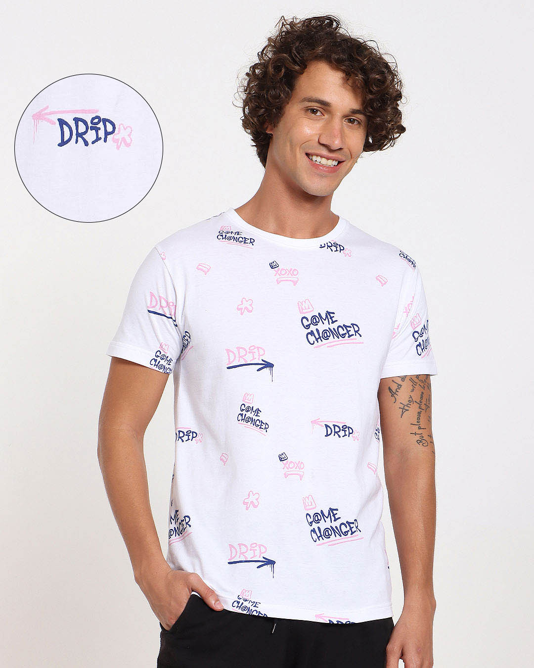 Shop Men's White Game Changer AOP T-shirt-Back