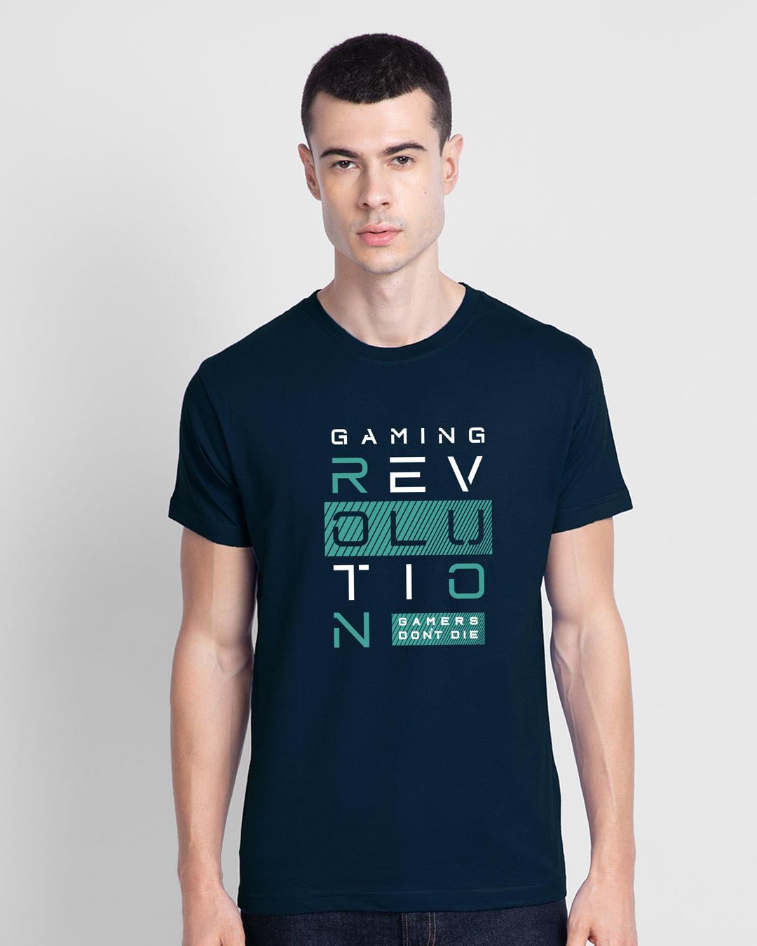 Shop Gaming Revolution Half Sleeve T-Shirt Navy Blue-Back