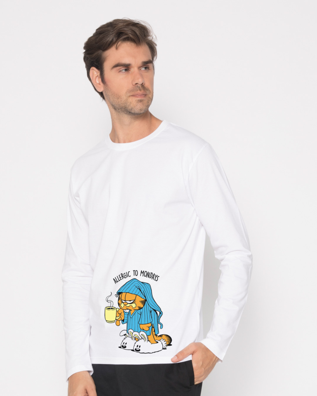 Shop Garfield Allergic To Mondays Full Sleeve T-Shirt (GL)-Back
