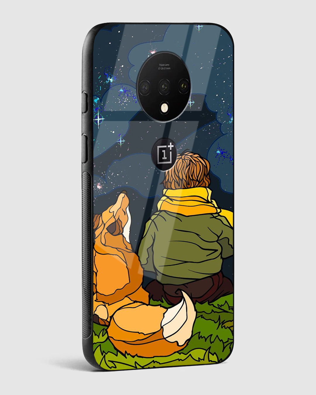 Shop Gazing Stars With Dog Premium Glass Case for OnePlus 7T-Back
