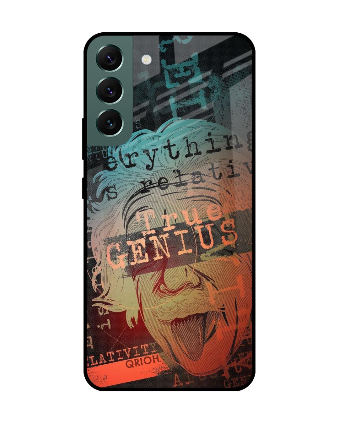 Shop Genius Typography Premium Glass Cover For  S22 Plus 5G(Impact Resistant, Matte Finish)-Back