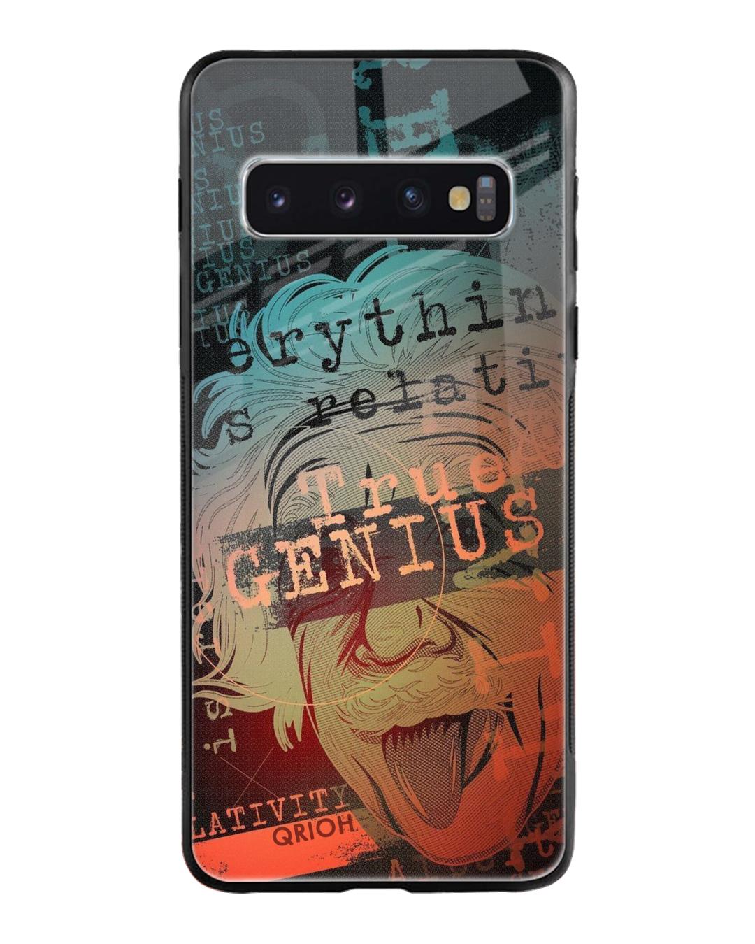 Shop Genius Typography Premium Glass Cover For Samsung Galaxy S10 Plus(Impact Resistant, Matte Finish)-Back