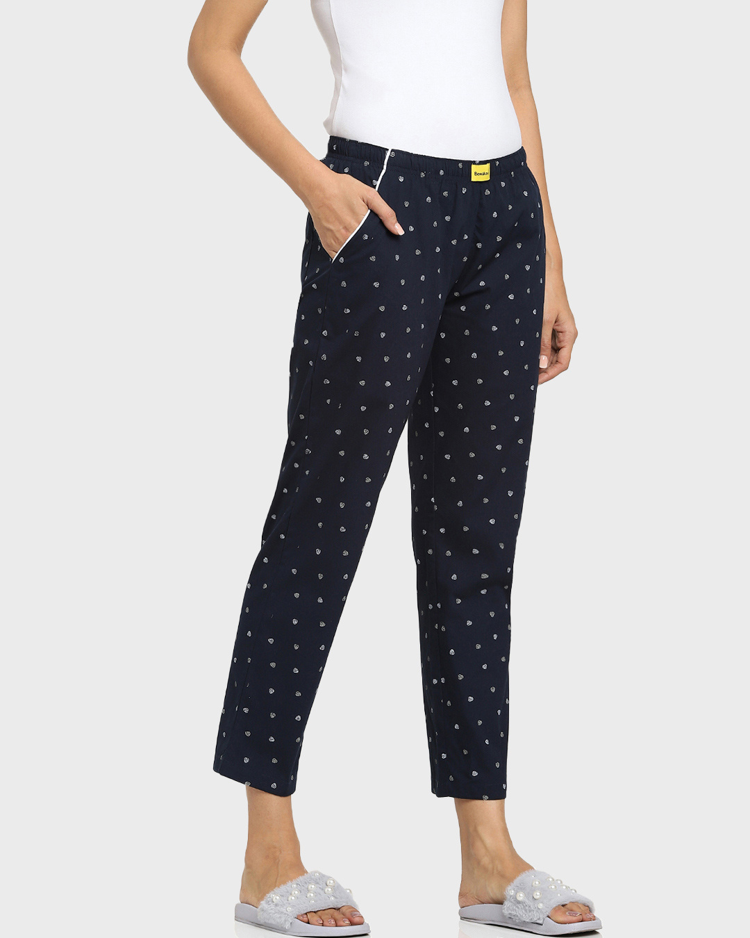 Shop Women's Blue Geometric Printed Pyjamas-Back