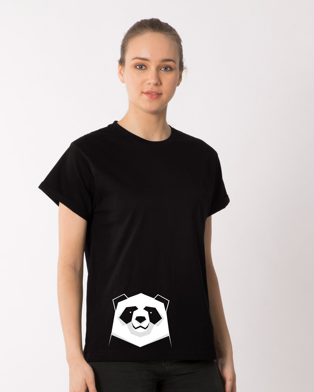 Shop Geometric Panda Boyfriend T-Shirt-Back