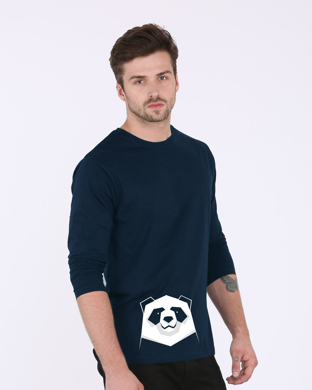 Shop Geometric Panda Full Sleeve T-Shirt-Back