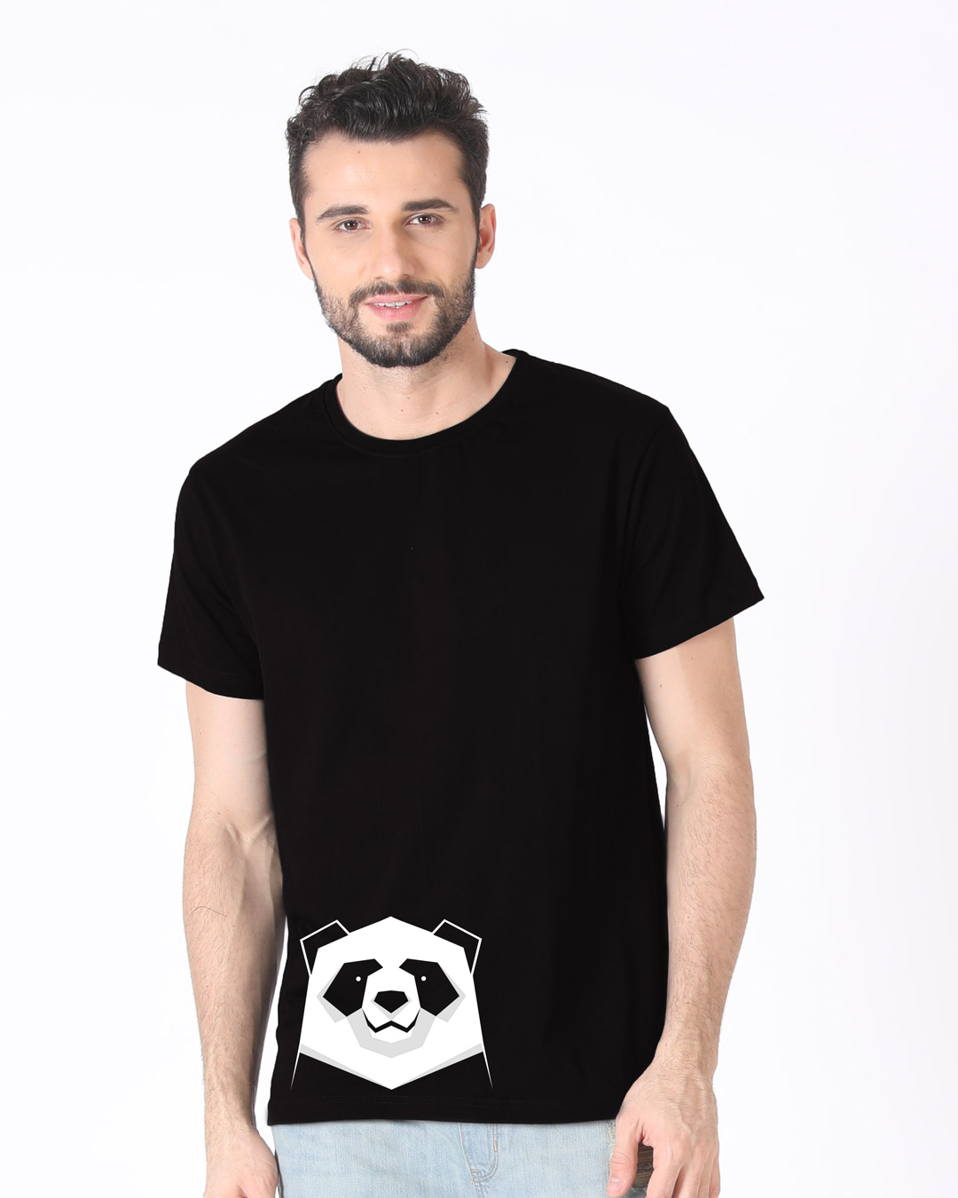 Shop Geometric Panda Half Sleeve T-Shirt-Back