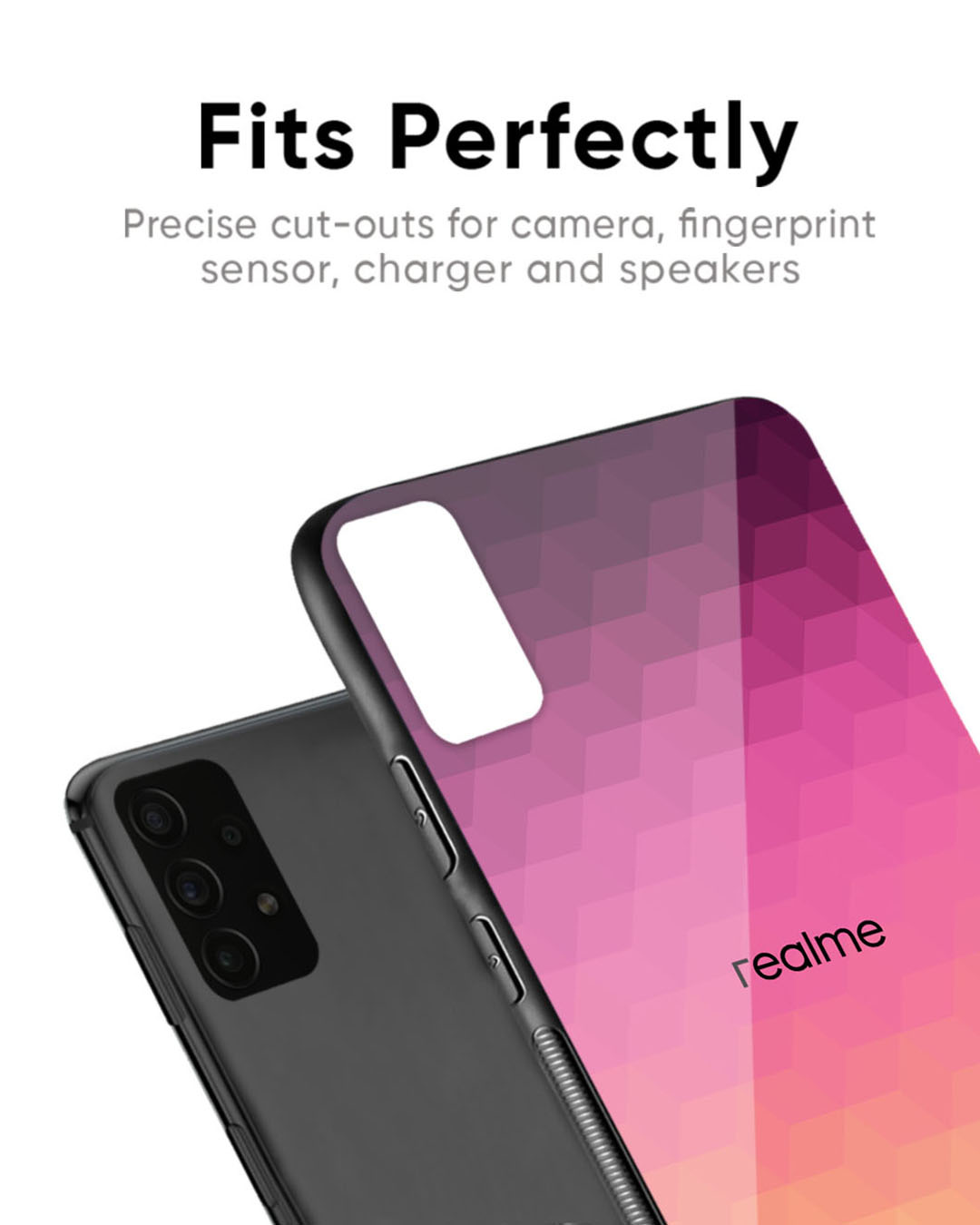 Shop Geometric Pink Diamond Premium Glass Case for Realme 11 Pro Plus 5G (Shock Proof, Scratch Resistant)-Back