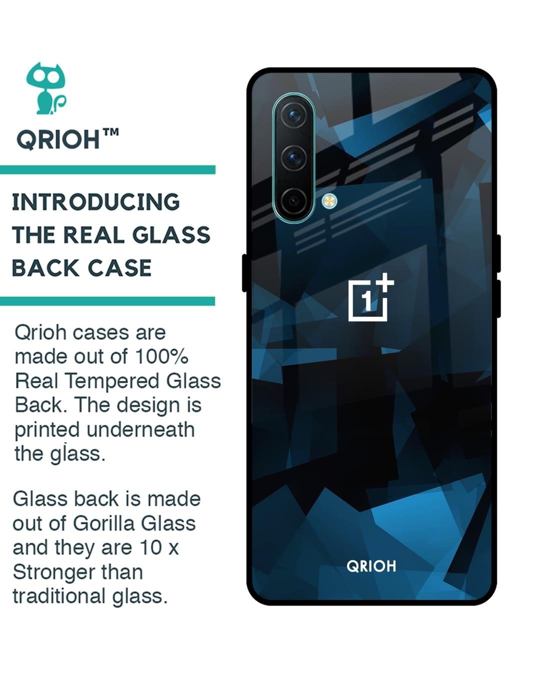 Shop Geometric Printed Premium Glass Cover For OnePlus Nord CE (Shock Proof, Impact Resistant)-Back