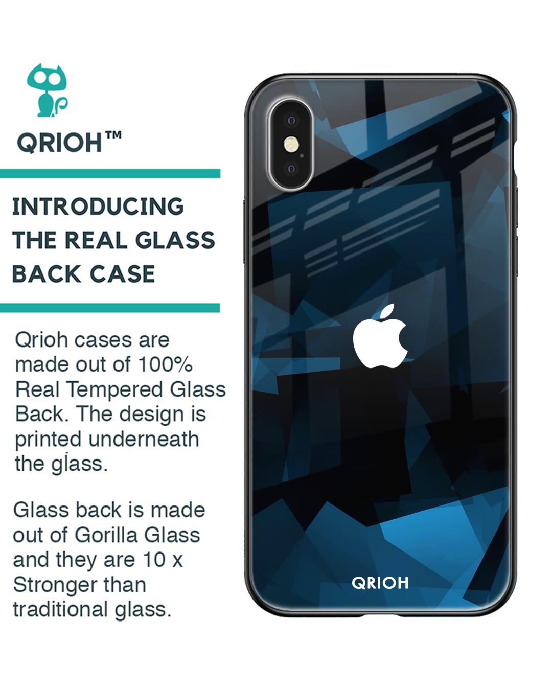 Shop Geometric Printed Silicon Glass Cover For iPhone XS (Light Weight, Impact Resistant)-Back