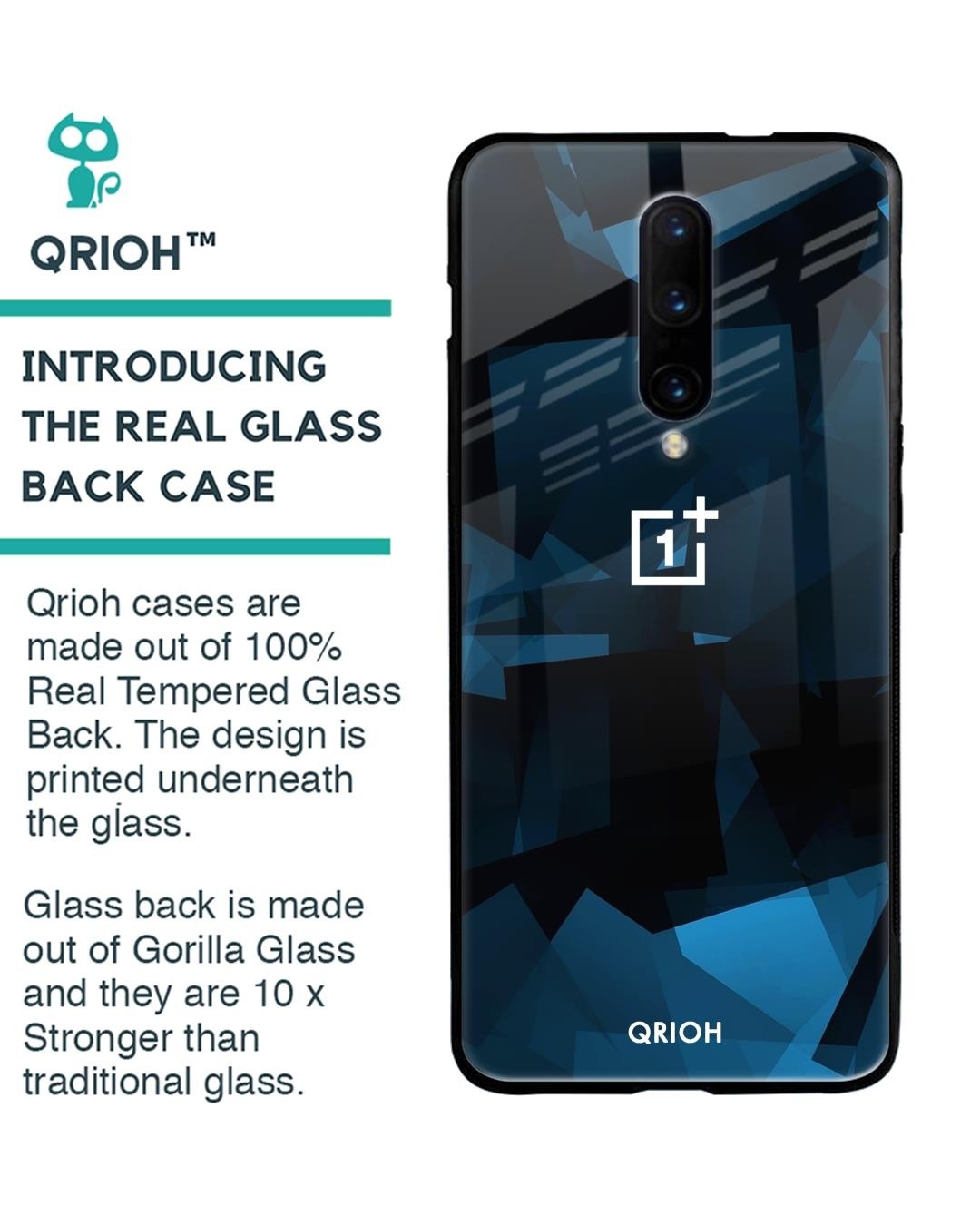 Shop Geometric Printed Silicon Glass Cover For OnePlus 7 Pro (Light Weight, Impact Resistant)-Back