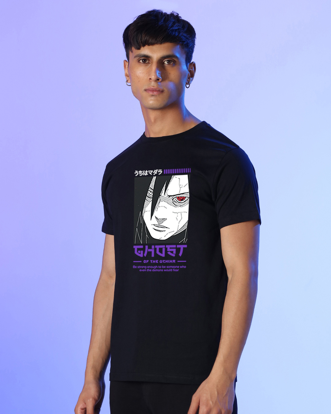 Shop Men's Black Ghost of Uchiha Graphic Printed T-shirt-Front