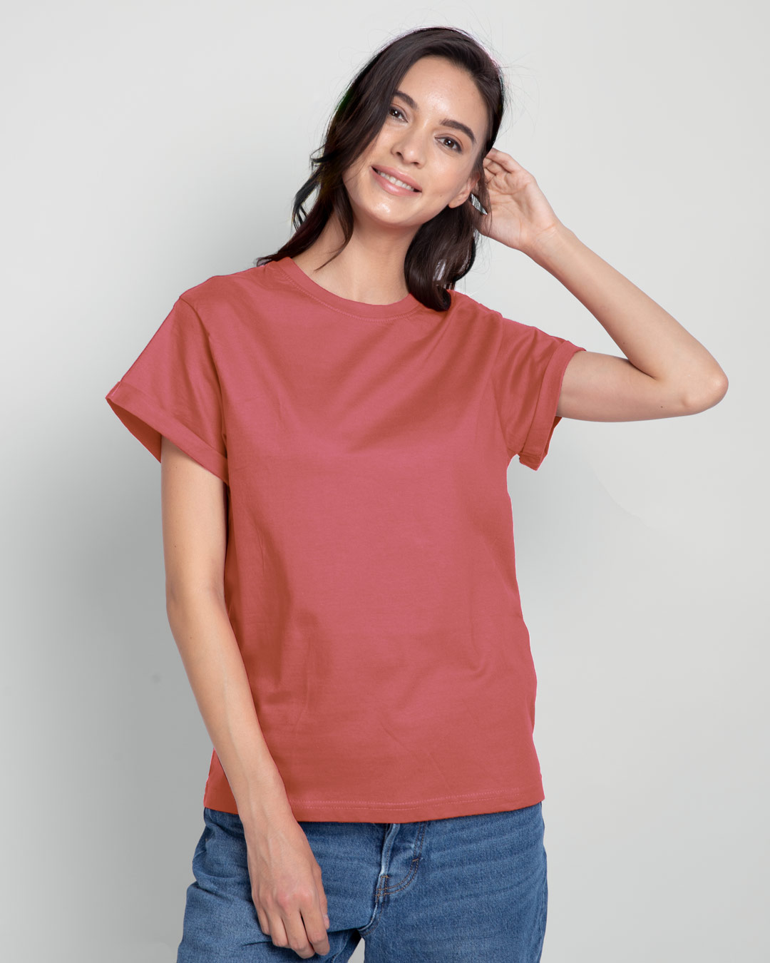 

Ginger Spice Boyfriend T-Shirt Women' Plain Boyfriend T-Shirts Bewakoof.com, Orange