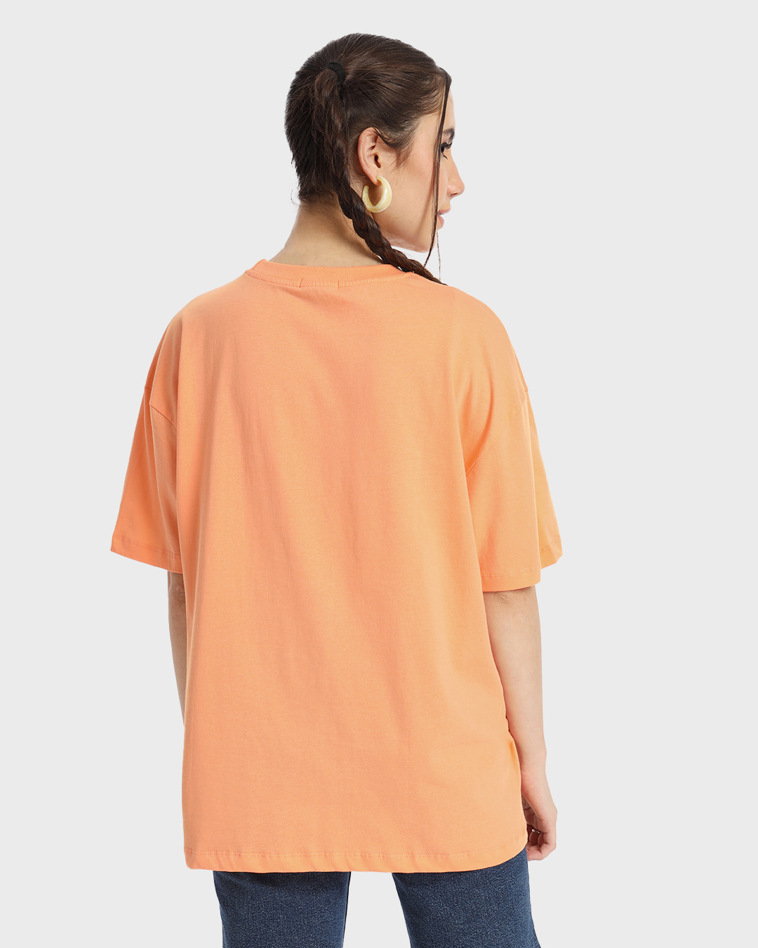 Shop Women's Orange Give Me Break Graphic Printed Oversized T-shirt-Back