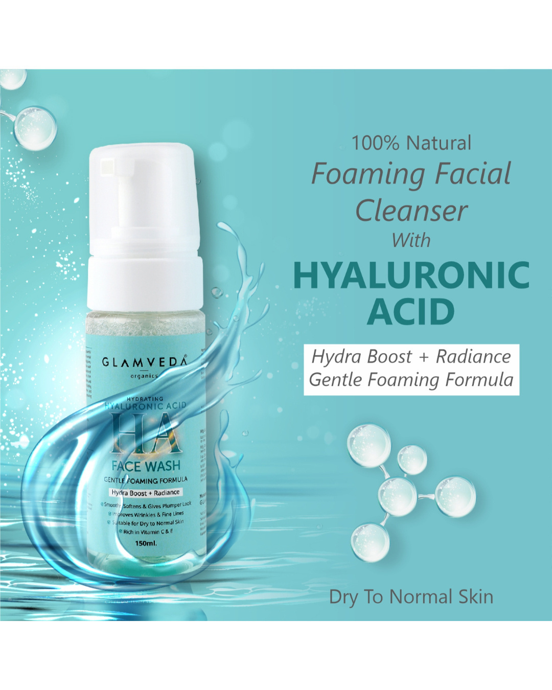 Buy Glamveda Hydra Boost Hyaluronic Acid Foaming Face Wash Online in ...