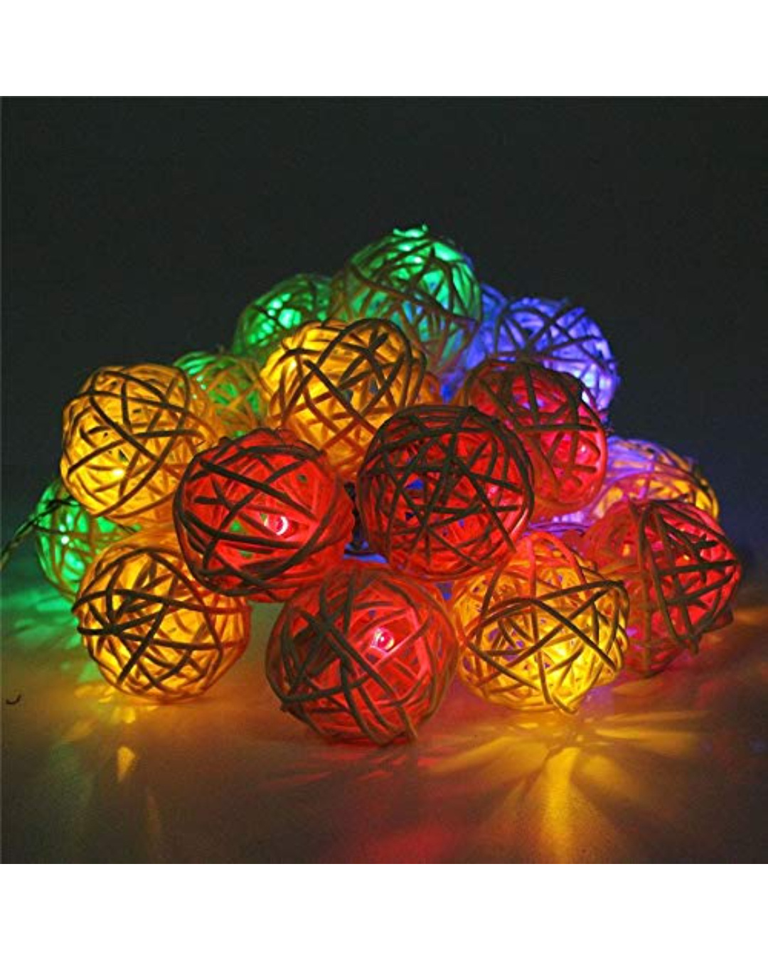 Shop Rattan Cane Ball String Light Multicolour, 4 Meters-Back