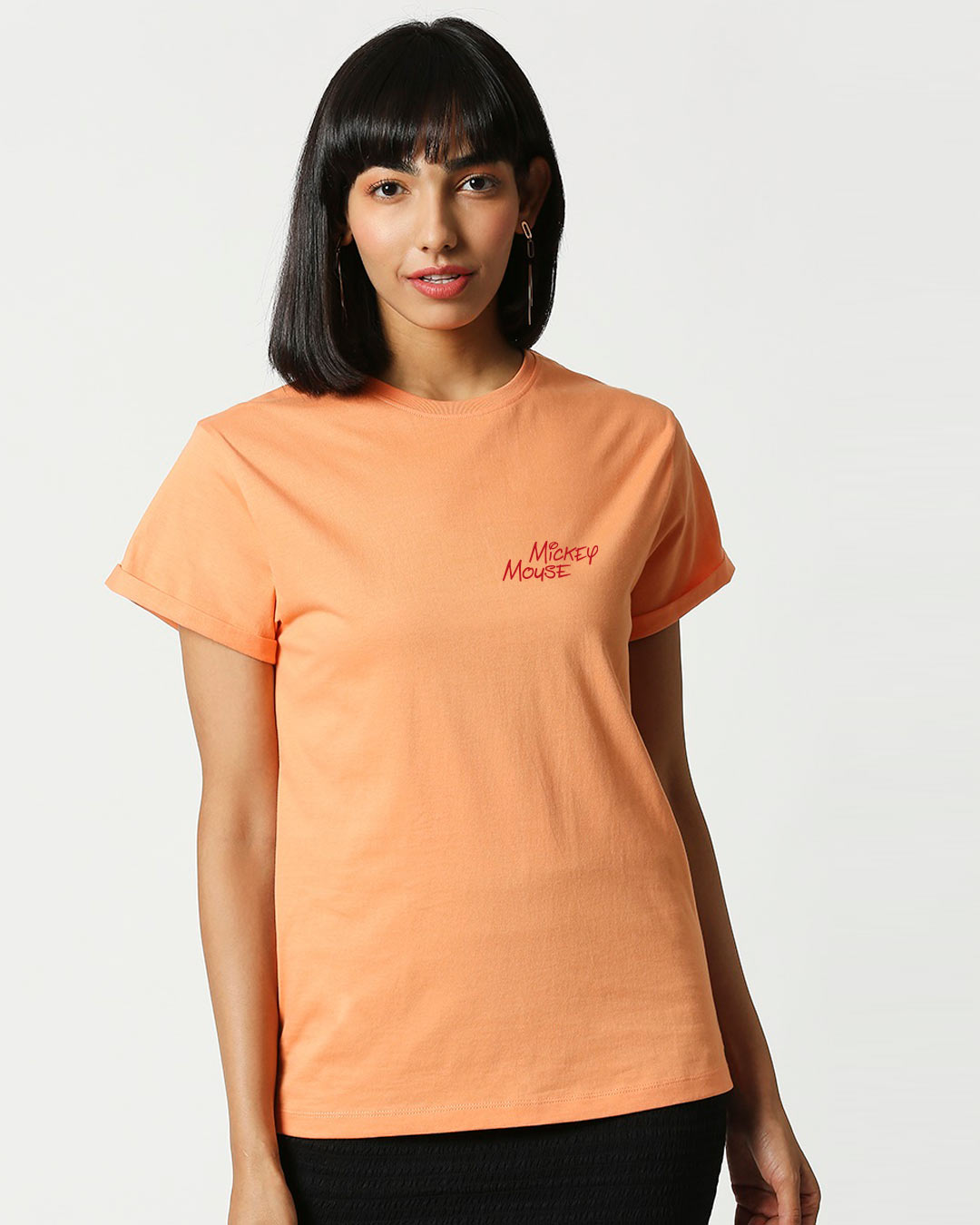 Shop Glitch Mickey Boyfriend T-Shirt Mock Orange (DL)-Back