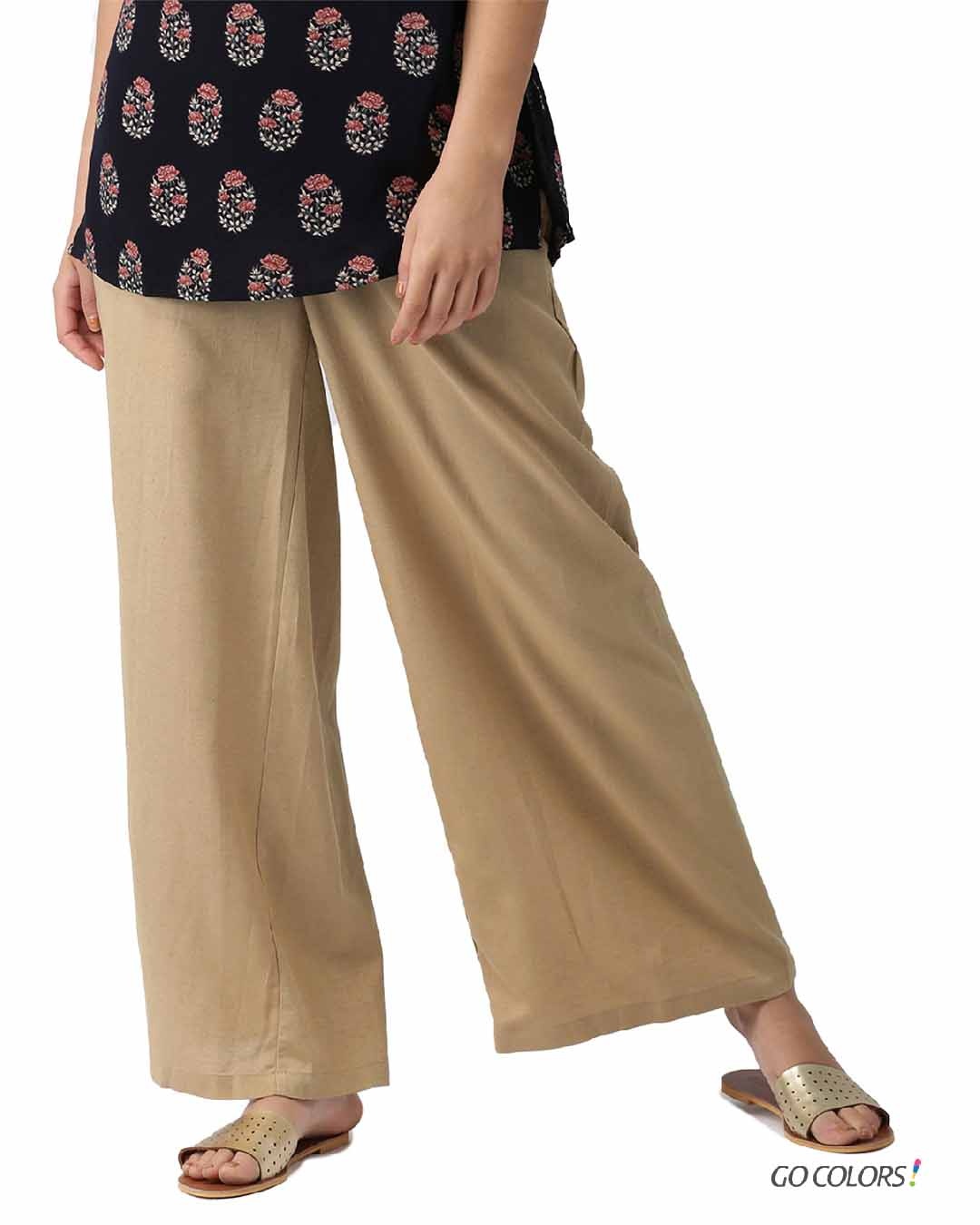 Rose Taupe Cotton Baggy Pant for Women - SPARSA India