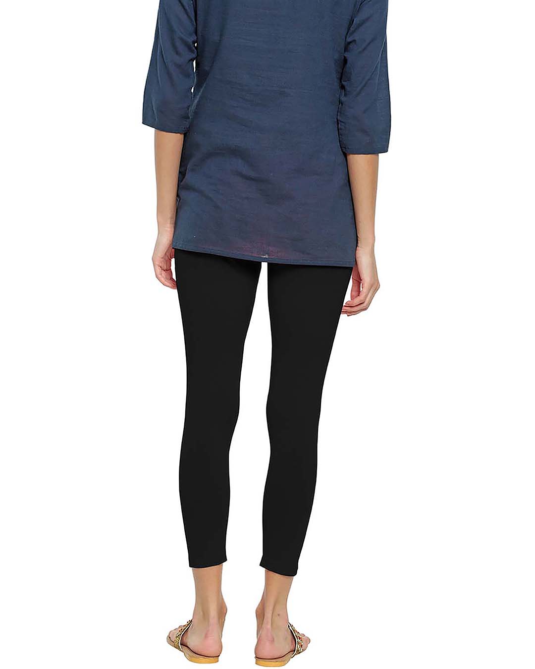 Buy Go Colors Women Navy Blue Solid Skinny Fit Cropped Leggings - Leggings  for Women 2701770 | Myntra