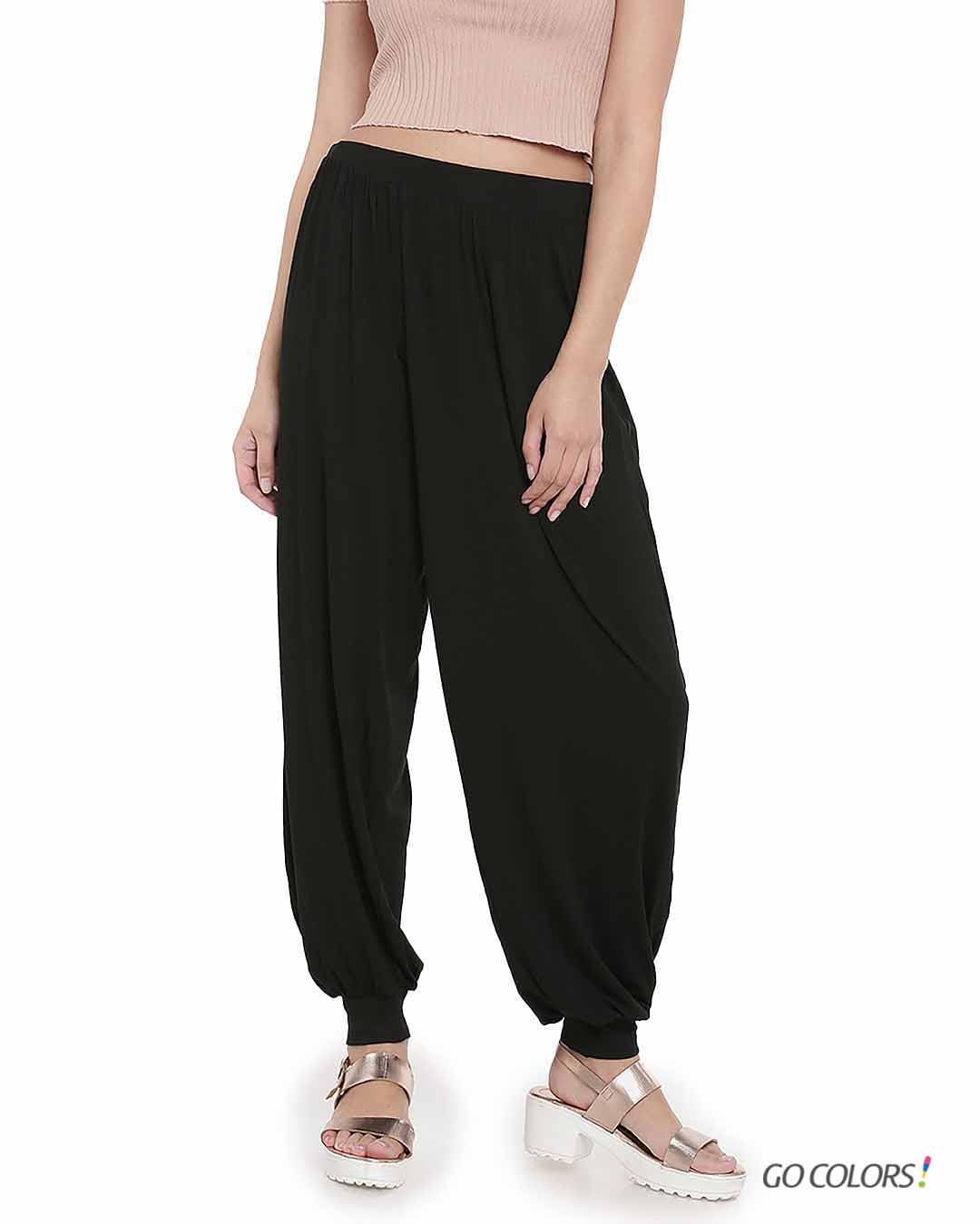 Black Cotton Rayon Dhoti Harem Pants for Girls  Women  Zubix  Clothing  Accessories and Home Furnishing Shop Online