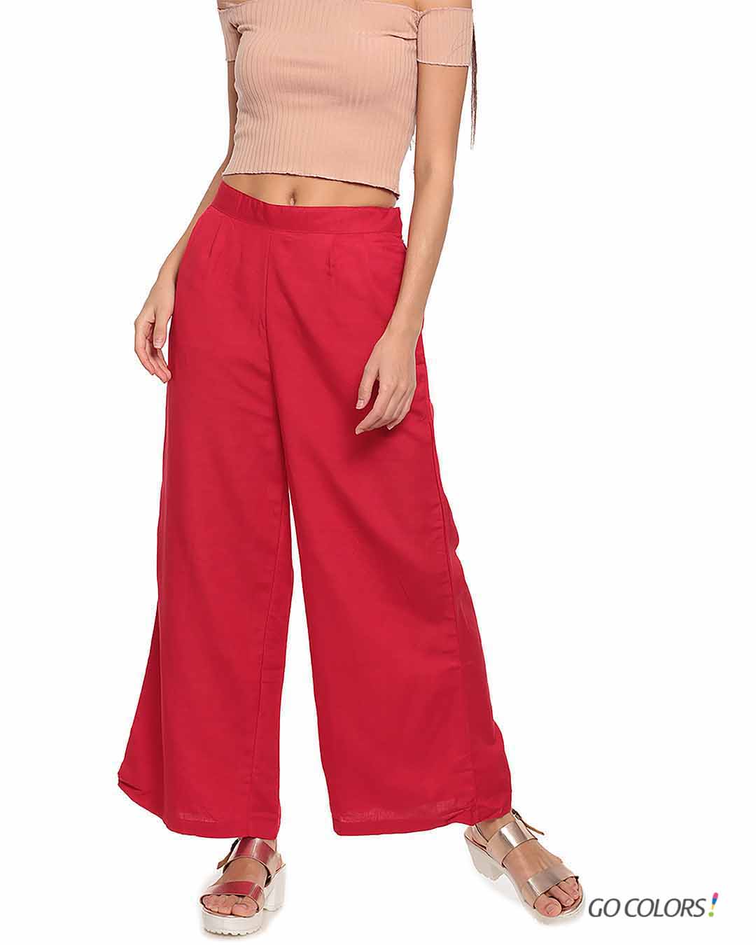 Buy GO COLORS Womens Solid Shiny Pants | Shoppers Stop