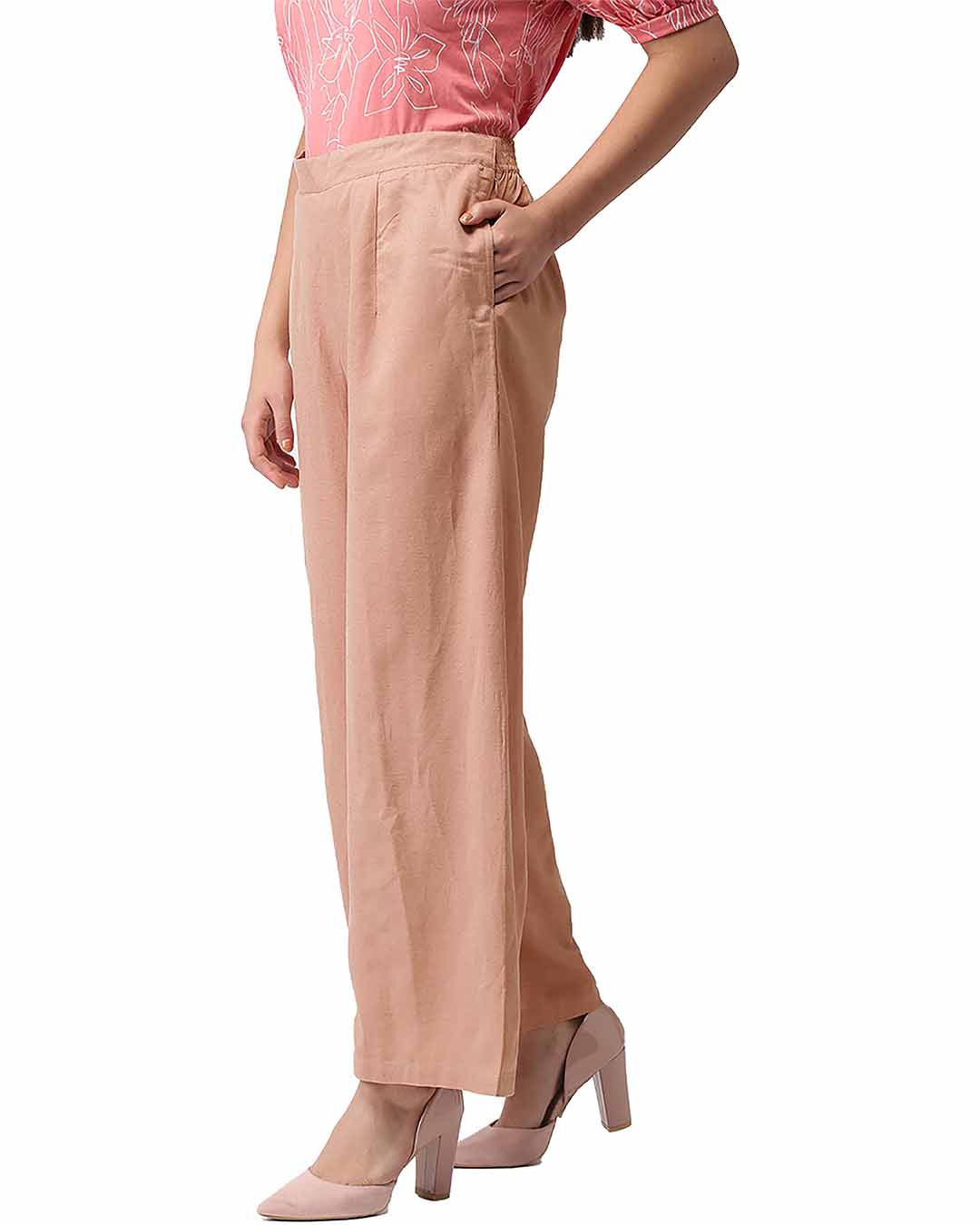Buy Go Colors Women Jean Grey Linen Cargo Pant online