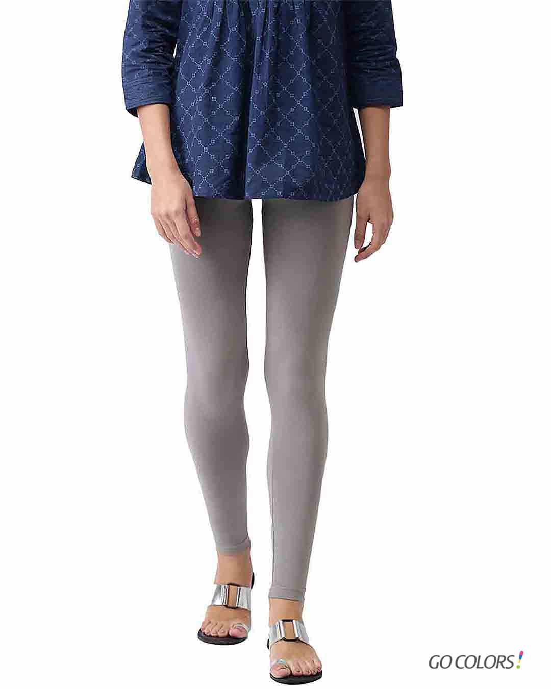 Buy Go Colors Women Solid Dusty Mint Ankle Length Leggings Online