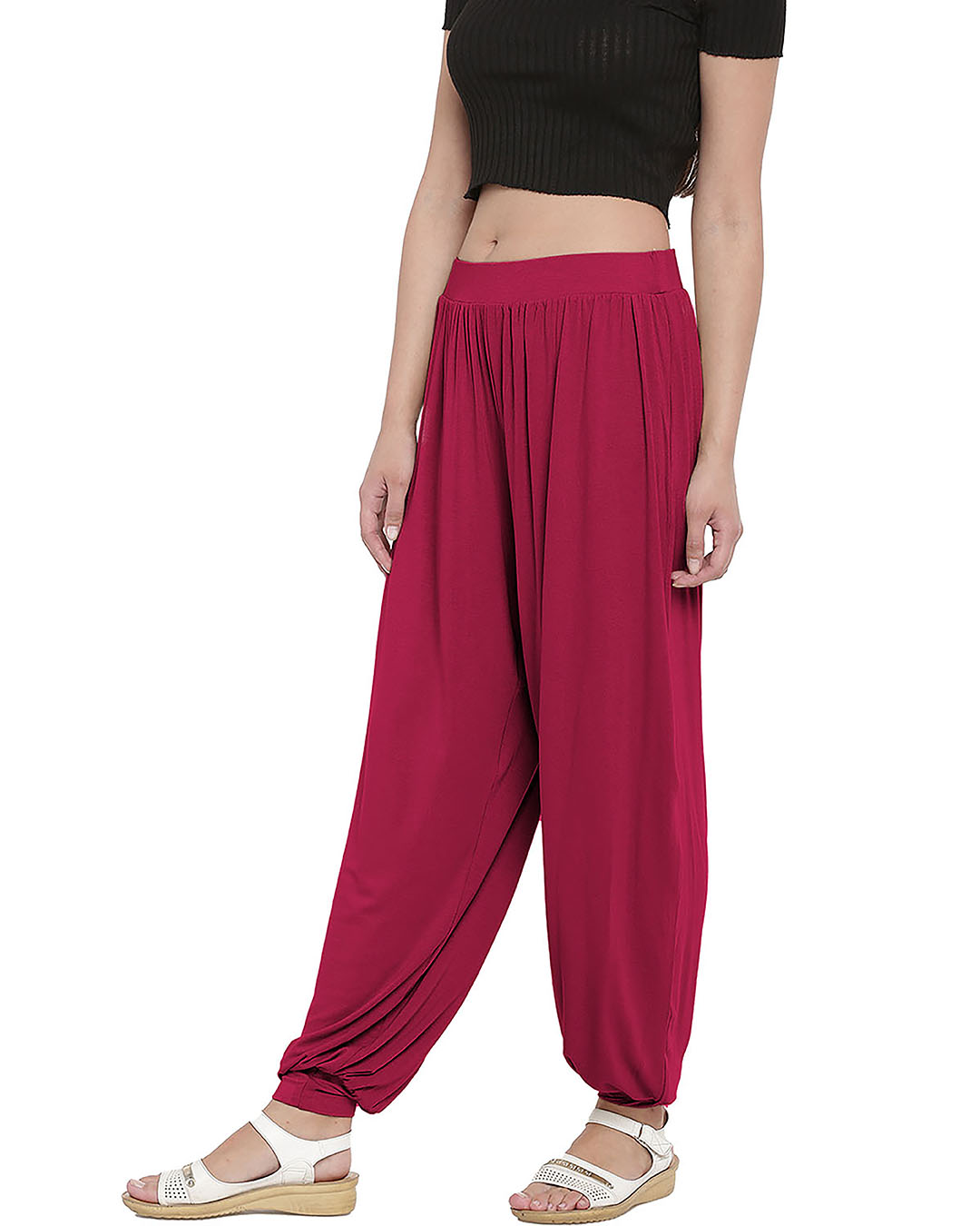 Shop Go Colors Fucshia Free Size Harem Pants-Back